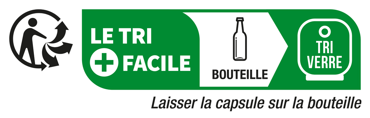Info-tri bouteille en verre avec capsule : tri verre, laisser la capsule sur la bouteille